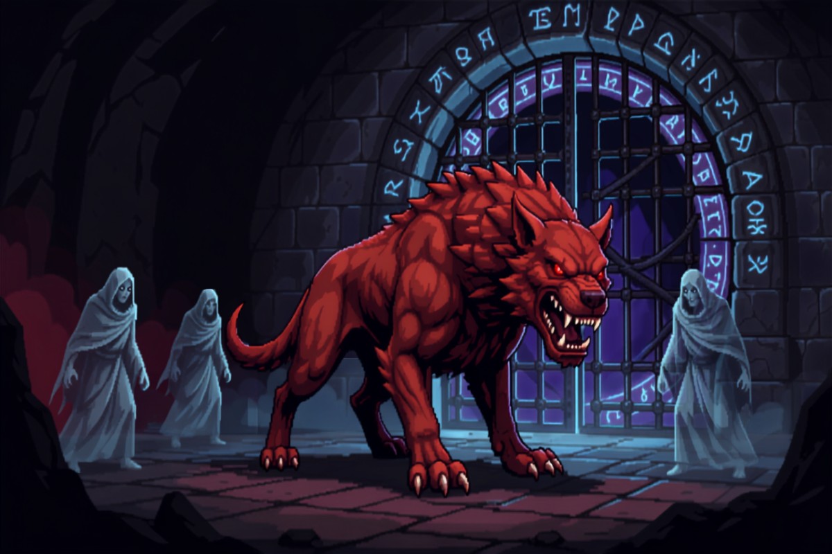 Cerberus guarding the underworld gates