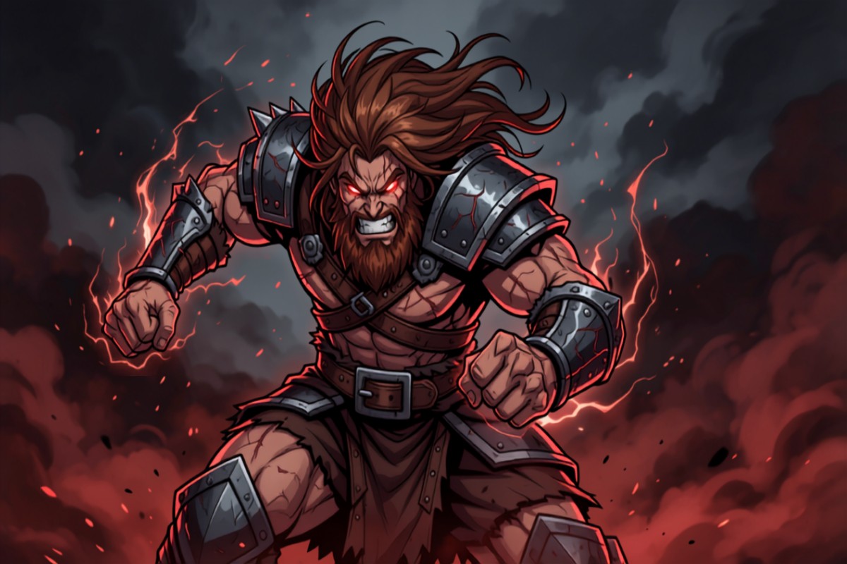 Berserker warrior in battle rage